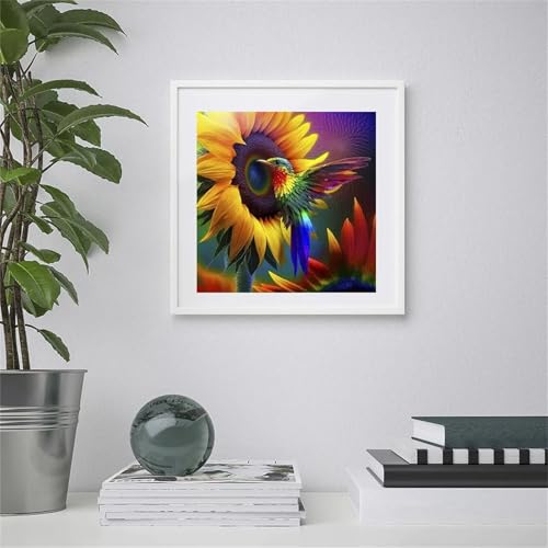 5D Sunflower Birdie Diamond Art Painting Kit,Square Drill Diamond Painting for Adults Children DIY Full Crystal Rhinestone Cross Stitch Painting by Numbers Pictures for Home Wall Decoration 60x60cm