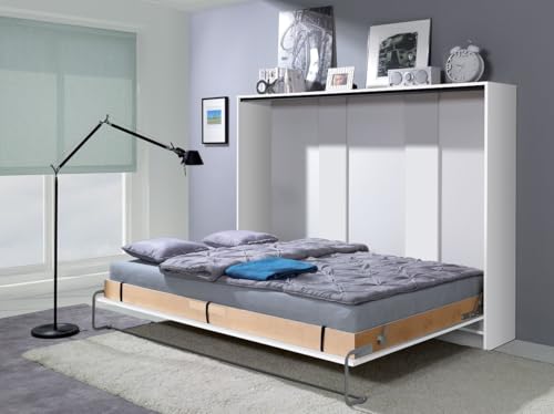 Schrankbett Wandbett Klappbett horizontal HB 140x200 weiß Eiche Sonoma Farbauswahl – Bild 4