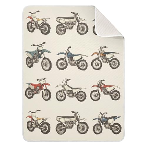 Image of Vintage Dirt Bikes Baby Blankets Soft Warm Crib Stroller Blanket for Toddler Newborn Girls Boys 30x40in