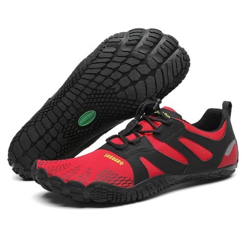 Saguaro Hombre Mujer Minimalistas Zapatillas De Trail Running Ligera Zapatos Descalzos Gym Playa Calzado De Deportes Acuaticos Para Asfalto Correr Senderismo, Verano Rojo 41
