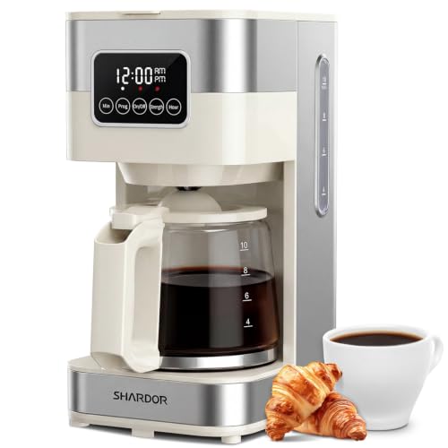 Image of SHARDOR 10-Cup Programmable Coffee Maker, Regular & Strong Brew Drip Coffee Machine for Home and Office, Auto Shut Off, Permanent Filter (Beige)