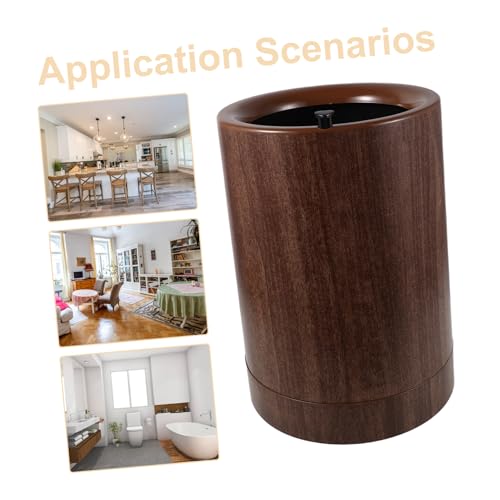 Caneca de basura con ruedas 9L madera color café miniatura 3