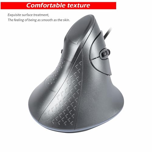 Image of YOCUNKER USB Wired Vertical Mouse 11 RGB Backlight 7200 DPI Adjustable Ergonomic Optical Mouse 6 Buttons, Reduce Wrist Strain, Compatible with MacBook /PC /Laptop /Desktop /Windows /Mac OS (Gray)