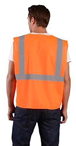 Image of OccuNomix ECO-ISZ-OXL High Visibility Value Solid Standard Zipper Safety Vest, Class 2, 100% ANSI Polyester Tricot, X-Large, Orange