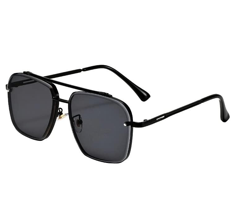 Image of Square Oversized Sunglasses for Men & Women | UV400 Protected Fashion Retro Metal Frame Sunglasses | Vintage Gradient Lens Stylish Eyewear for Driving, Travel & Outdoor