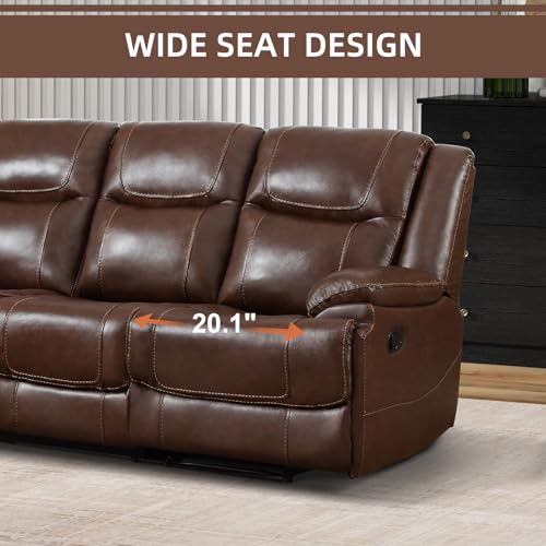 EBELLO Genuine Leather Recliner 3-Seater Sofa