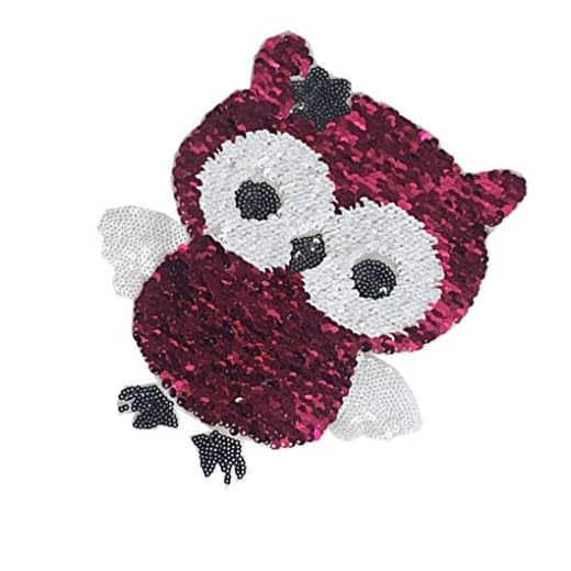 Morza Lados Dobles de Ropa Pegar Imagen Buho de Lentejuelas Reversibles Apliques Infantiles Animales Parches Traje