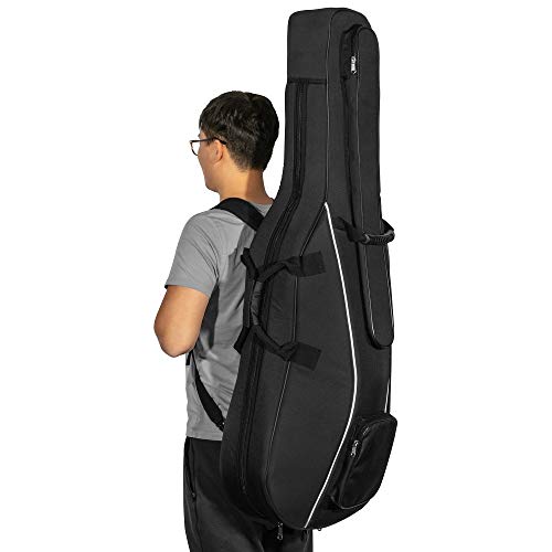 MI&VI Travel Cello Soft Case Gig Bag With Multiple Pockets and Adjustable Backpack Straps | Thick 20mm Padding | Weather-Resistant | Non-Abrasive Lining - By MIVI Music (4/4 Size Cello Bag)