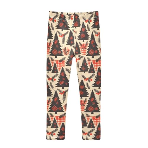 Buffalo Plaid Christmas Trees Kids Baby Girls Legging Stretch High Waisted Athleisure Pants Sports