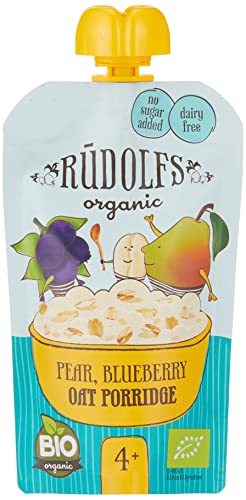 Rudolfs Baby Organic Pear Blueberry Oat Porridge Baby Food 4+ Months 110g