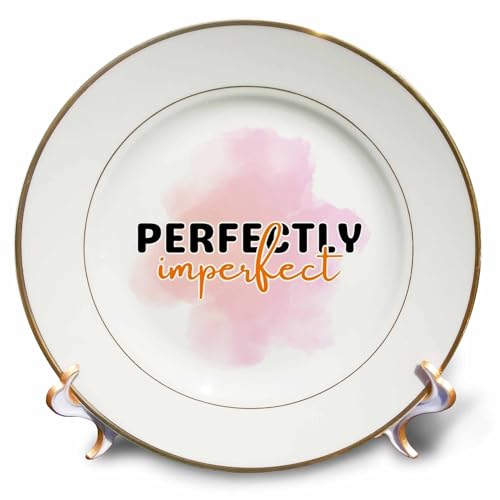 3dRose Sweetzel - Typography - Perfectly Imperfect on Pink Background - Plates (cp-388424-1)
