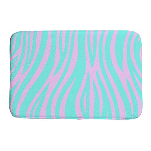 Tapis de bain antidérapant absorbant l'eau bleu rose 91,4 x 61 cm