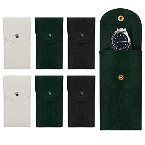 6 Stück Uhrenaufbewahrungstasche, SMFANLIN Uhrentasche Flanell Stoff Uhrentasche Uhr Reisetasche Fall für Reisen Im Freien Cover