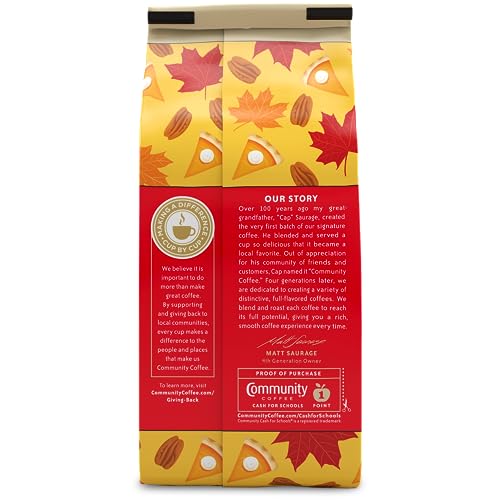 Image of Community Coffee Spiced Pumpkin Pecan Pie Flavored Ground Coffee, Limited Edition, Medium Roast, 11 oz Bag (Pack of 6)