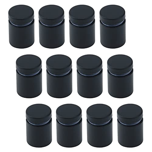 12-Pack Antrader Glass Standoff Nail Wall Mount Standoff Holder Screw Stainless Steel Advertise Fixing Pin Sign Mounting Hardware, 3/4" Dia 1" Length, Matte Black #TOP12