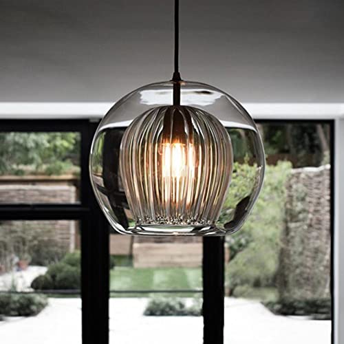 JMWYH Creative Mouth Blown Glass Chandelier Round Clear Glass Pendant Lamp Hotel Restaurant Dining Room Cafe Bar Pendant Lighting La