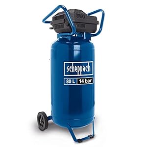 Scheppach WELTNEUHEIT 14 bar Druckluft Kompressor stehend HC85V - 80 L Kessel | ölfrei & wartungsarm | Ansaugleistung 330 l/min | 2x Manometer & 2x Kupplung | Fahrvorrichtung für einfachen Transport