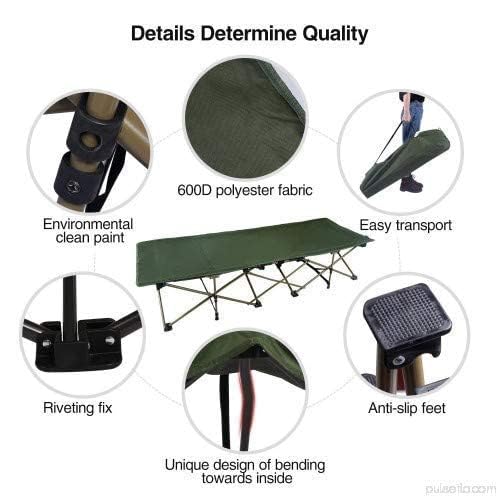 Image of Outdoor Folding Camping Beds for Adults,Portable Camp Bed with Carry Bag, Heavy Duty Foldable Single Bed, Portable Sleeping Cot Loungers for Fishing Hiking Travel Office