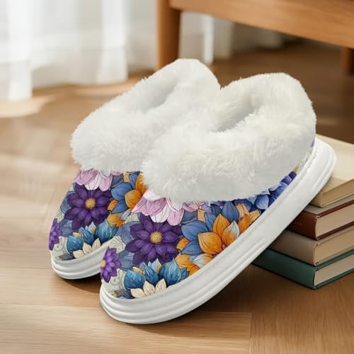 GIFTPUZZ Slippers for Women's and Men's Casual House Shoes with Fuzzy Slip-on Sole Gifts for Wife Mother Size 5.5-12.53