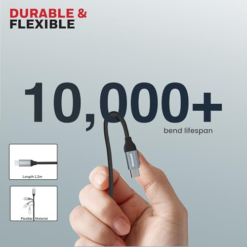Image of Honeywell Type C to Type C USB 3.1 Cable, 4 Feet (1.2M), Max Output 5A 100W, QC 3.0, Fast Charge, Compatible with Apple Devices, Smartphones, Laptops, Power Banks, Tablets, Headphones, Speakers Black
