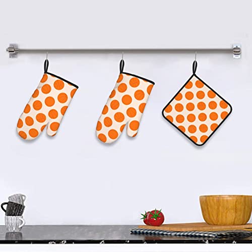 Afhyzy Basketball Oven Mitts And Pot Holders Sets For Kitchen Heat Resistant Oven Mit Gloves Non Slip Hot Pads For Cooking Grill Orange #TOP3