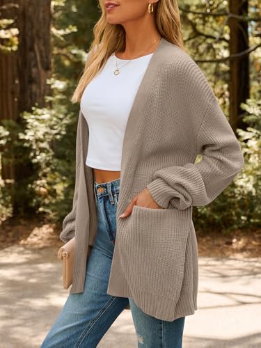 Image of LILLUSORY Womens Oversized Cardigans Soft Knit Cardigan Sweater with Pockets