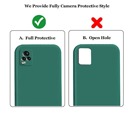 Image of A rtistque Liquid TPU Silicone Matte Shockproof Flexible with Camera Protection Soft Back Cover Case for Vivo V20 pro - Dark Green