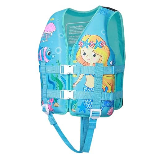 Generisch Chaleco salvavidas para niña, traje de baño para niños pequeños, playa, piscina, actividades acuáticas, al aire libre, cómodo traje de baño para 2 a 13 años, azul celeste, 6-8 años