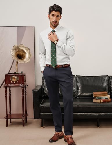 PJ PAUL JONES Men's Dress Shirt Long Sleeve Stretch Casual Business Wrinkle Free Slim Fit Shirt for Wedding Office Travel3