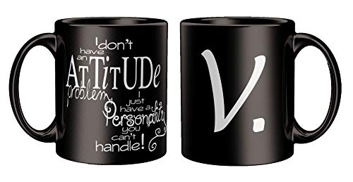 Image of Attitude Quotes with Alphabet V Printed Black Coffee /Tea Mug for Birthday Gifts | Friends | Bestfriend | Sister | Brother | Gifting Mug | Loved Ones