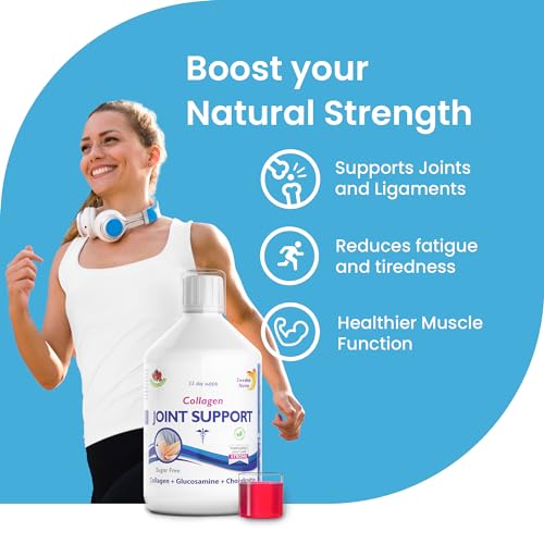 Swedish Nutra - Joint Support Collagen - Packung mit 500 ml, 33-Tage-Vorrat | Beerengeschmack | mit Glucosamin & MSM | 100% natürliches Aroma, zucker- & glutenfrei | hohe Absorptionsrate