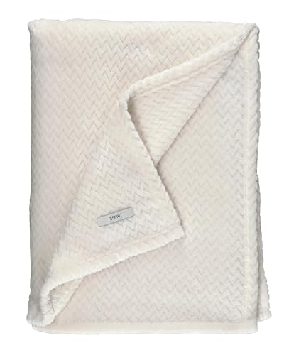 Esprit Premium Kuscheldecke 150x200cm - Oeko-TEX Wohndecke Flauschig - Große Tagesdecke Microfaser - Weiche Sofadecke Fleecedecke - Decke XXL Weiss