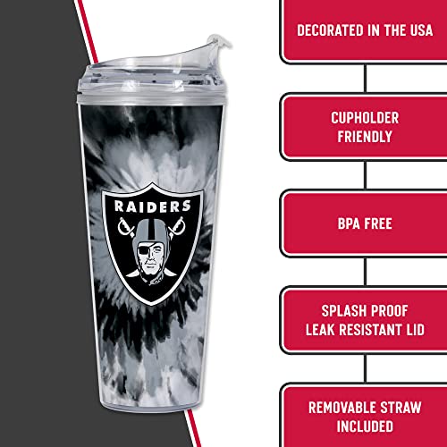 Image of Rico Industries NFL Football Glitter 24oz Acrylic Glitter Tumbler with Hinged Lid, Officially Licensed Double Wall Tumbler with Straw