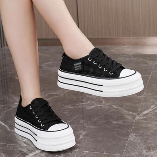 Chunky Canvas Sneakers for Women & Girls 1.7-Inch Platform Summer Mesh Walking Shoes Lightweight & Comfortable for Travel & Gifts3