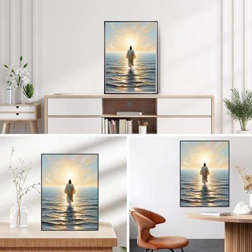 Lophomie Religious Diamond Art Kits for Adults, 5D Jesus Diamond Painting Kits Beginners, DIY Christian Diamond Dots Kits Gem Arts Crafts Full Round Drill for Home Wall Decor 12x16 Inch — view 3