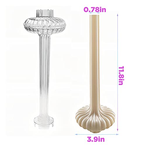 Topys 3D Vase Gear Long Rod Candle Molds, Long Rod Gear Ball Plastic Cylinder Molds For Aromatherapy Candle Soy Wax Soap Clay Craft Plaster Resin Making, Pillar Mold For Homedecoration Gift(11.8In) #TOP1