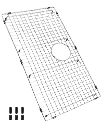 27-9/16' x 14-9/16' Sink Bottom Grid with Sink Protector, Rear Drain with Corner Radius 3/16'