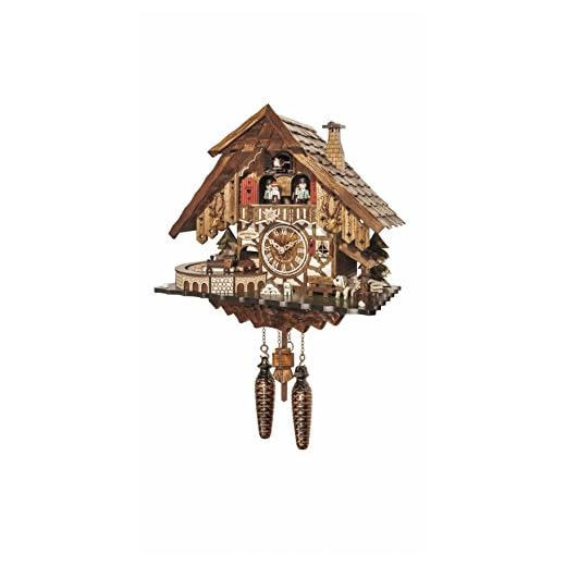 Engstler Quartz Cuckoo Clock Black Forest House with Music, Dancers and Moving Train EN 48710 QMT