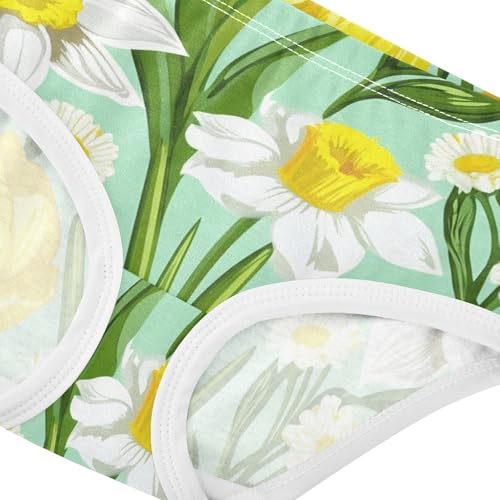 Girls Underwear Toddlers 2t Cotton Panties for Girl Cartoon Kids Briefs Undies Floral White Daffodils Yellow Green4