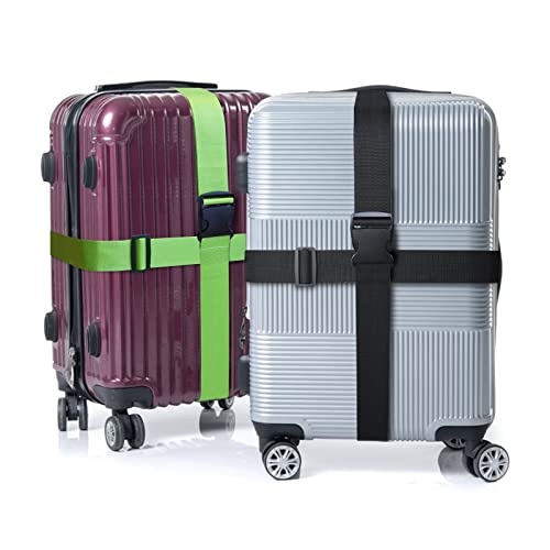 Image of 4 PCS Luggage Strap 78 inch x 2 inch Suitcase Belts Wide Adjustable Packing Straps Travel Accessories, Green