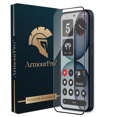 Image of ArmourPro Tempered Glass for Nothing Phone (4A) - 9H Screen Protector with Black Border, Anti Scratch, Edge-to-Edge Coverage, HD Clarity, Smooth Touch, Case Friendly | Black