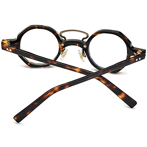 Hepidem Acetate Glasses Frame Men,Round Optical Eyeglasses Women Vintage Retro Eyewear 9153 (9153 Leopard) #TOP6