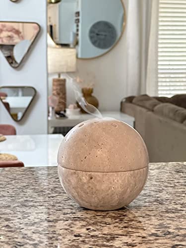 Natural Marble Incense Burner, Travertine Round Incense Cone Burner, Handmade Incense Burner Travertine Decor Hoom Room Shop Yoga Spa #TOP2