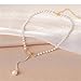 Bow Pearl Lariat Necklace for Women Gold Plated Boho Elegant Simulated Pearl Beaded Chain Bowknot Tassel long Y Drop Necklace for Wedding Bridal Birthday Prom Party Fashion Jewelry Gifts (Gold)