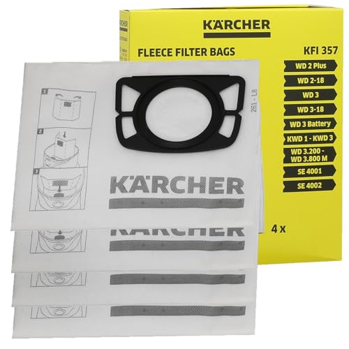 Masterpart Vacuum Microfibre Fleece Dust Filter Bags To Fit Karcher Wet & Dry Vacuum Cleaners & Carpet Cleaners 2.863-314.0