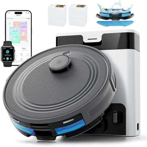 LEFANT M2 Pro Saugroboter mit Wischfunktion, LiDAR-Navigation Mapping, Staubsauger Roboter mit Absaugstation, 6000Pa, APP/Alexa Steuerung, Roboterstau