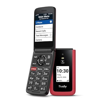 LIVELY Jitterbug Flip Cell Phone for Seniors, Flip3, Red