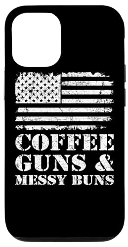 Custodia per iPhone 15 Pistole da caffè e panini disordinati - American Flag Funny Pro Gun