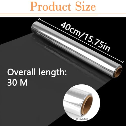 Geschenkfolie Transparent, 40CM x 30M Cellophanfolie, Zellophanfolie, Folie Geschenkpapier Transparent, Klare Verpackungspapier für Blumen Kekse Geschenkkörbe Weihnachten Valentinstag