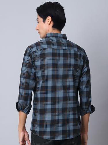 Image of Majestic Man Comfort Cotton Slim Fit Checked Casual Shirt for Men